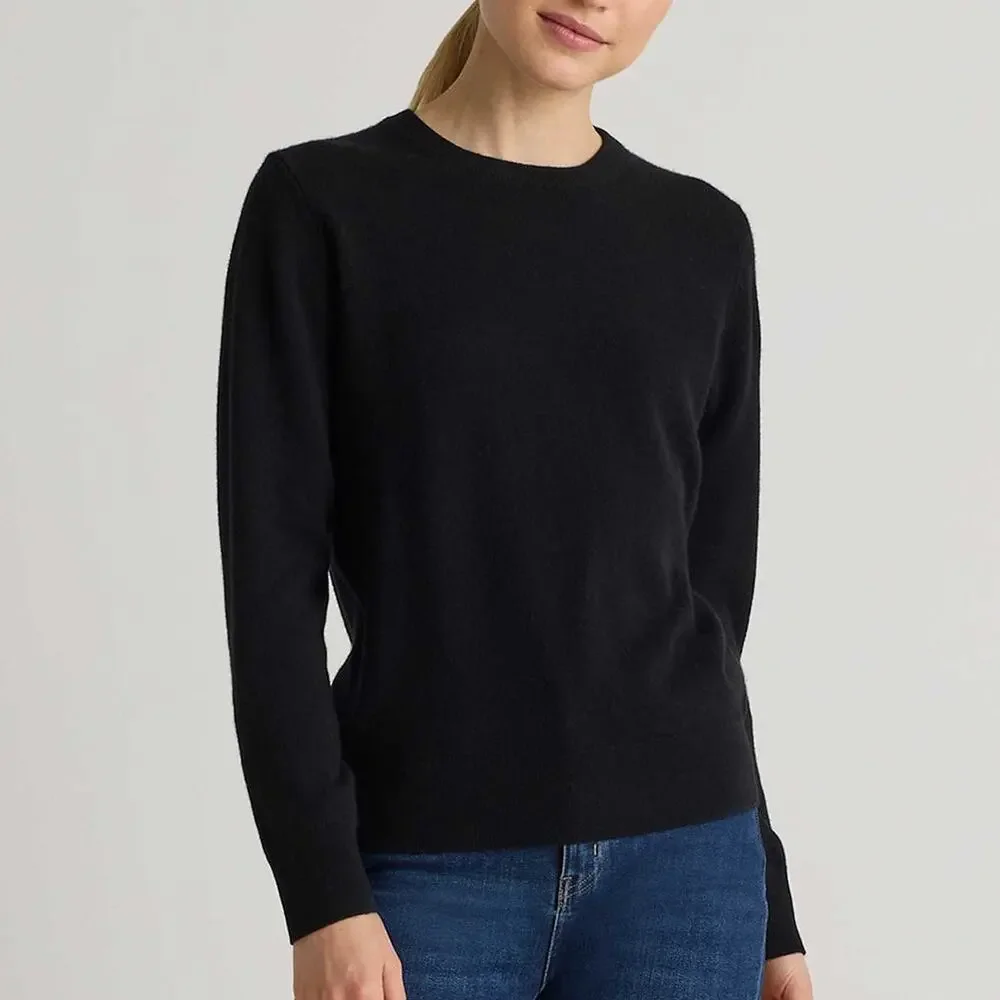 NWT Quince Mongolian Cashmere Crewneck Sweater Long Sleeve Black Womens Size XS - Picture 1 of 11